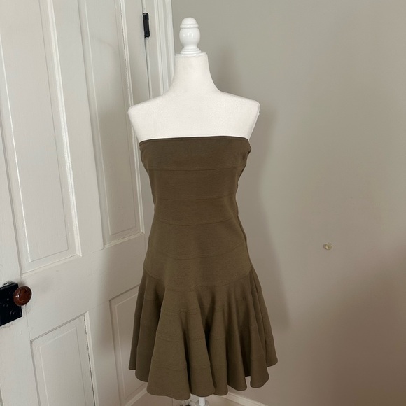 See by Chloe Olive Green Strapless Dress 10 EUC - Picture 1 of 9